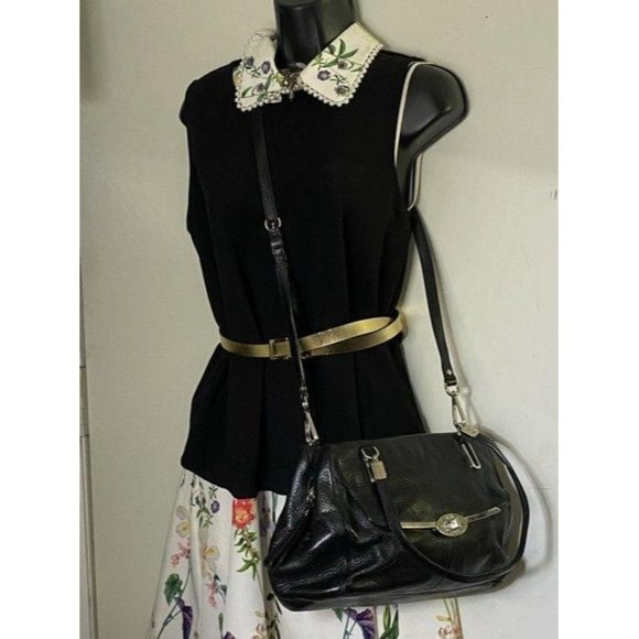 coach large black leather cross body bag - Picture 7 of 10